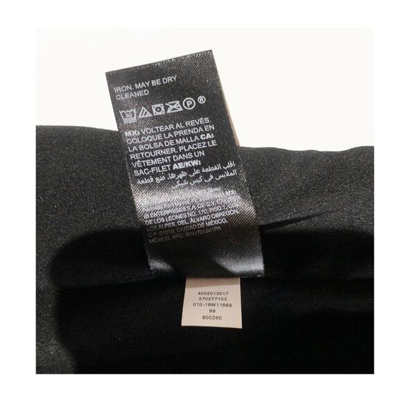 WHBM Black & Gold Foil Dash Mock Neck Sheer Sleeve Blouse Small - Picture 10 of 16